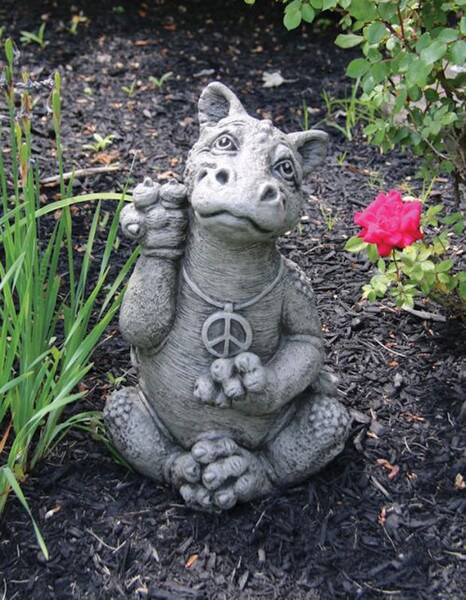 Groovy Garden Peace Dragon Sculpture is a whimsical and enchanting
